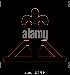 Neon oil derrick rig gusher red color vector illustration image flat style light. Neon oil derrick rig gusher red color vector illustration image flat style Stock Vector