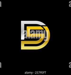 Alphabet letters monogram logo DS,SD,S and D, elegant and Professional letter icon design on black background. Stock Vector