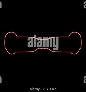 Neon gyro board scooter hoverboard two wheel electric self balancing eco red color vector illustration image flat style light. Neon gyro board scooter hoverboard two wheel electric self balancing eco red color vector illustration image flat style Stock Vector