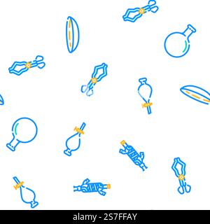 chemistry laboratory flask test vector seamless pattern thin line illustration. chemistry laboratory flask test vector seamless pattern Stock Vector