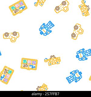 toy baby child kid vector seamless pattern thin line illustration. toy baby child kid vector seamless pattern Stock Vector