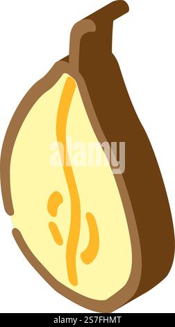 pear dried fruit isometric icon vector. pear dried fruit sign. isolated symbol illustration. pear dried fruit isometric icon vector illustration Stock Vector
