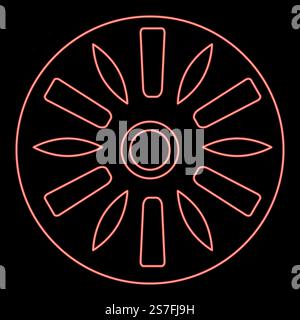 Neon drum industry circle round red color vector illustration image flat style light. Neon drum industry circle round red color vector illustration image flat style Stock Vector