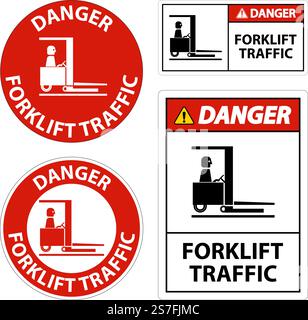 Danger Forklift Traffic Floor Sign On White Background Stock Vector ...