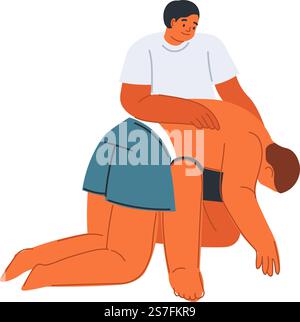 First aid emergency treatment for choking stick figures icon. Vector ...