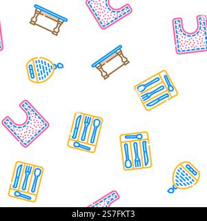kitchen cooking cookware utensil vector seamless pattern thin line illustration. kitchen cooking cookware utensil vector seamless pattern Stock Vector