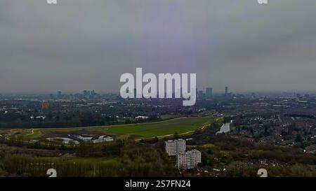 The skyline of Manchester viewed from Salford, Greater Manchester, UK Stock Photo