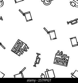 bathroom bath equipment hygiene vector seamless pattern thin line illustration. bathroom bath equipment hygiene vector seamless pattern Stock Vector