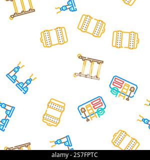 garage accessories tool service vector seamless pattern thin line illustration. garage accessories tool service vector seamless pattern Stock Vector