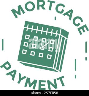Digital and secure banking system for clients of bank. Isolated icon with calendar and dates, mortgage payment in time and on schedule. Service for customer convenience. Vector in flat style. Mortgage payment, digital banking system icon Stock Vector
