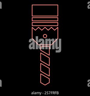 Neon drill with cartridge bit stationary use red color vector illustration image flat style light. Neon drill with cartridge bit stationary use red color vector illustration image flat style Stock Vector
