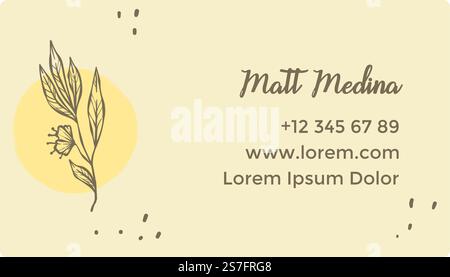 Personal contact information of person offering service or products. Name and phone number, website and copy space, logotype. Business card or advertisement of the company. Vector in flat style. Business card with personal information and site Stock Vector