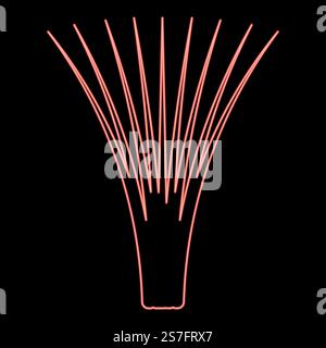 Neon edible grass lemongrass Cymbopogon citratus spices vegetable herbal plant red color vector illustration image flat style light. Neon edible grass lemongrass Cymbopogon citratus spices vegetable herbal plant red color vector illustration image flat style Stock Vector
