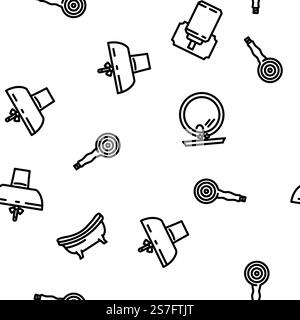 bathroom bath equipment hygiene vector seamless pattern thin line illustration. bathroom bath equipment hygiene vector seamless pattern Stock Vector