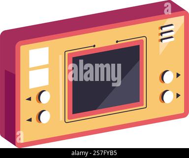 PSP with buttons for playing games, isolated icon of gadget with screen and controllers. Players entertainment and old school types of videogames. Retro vector in flat style illustration design. Retro old school PSP gadget with buttons for games Stock Vector