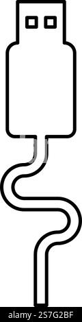 USB plug outline flat color icons in round outlines on white background ...