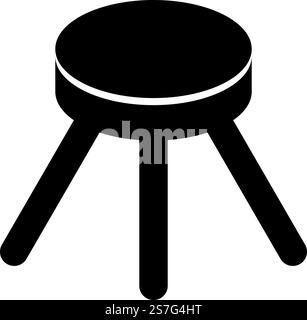 Stool with three legs furniture legged household concept icon black color vector illustration image flat style simple. Stool with three legs furniture legged household concept icon black color vector illustration image flat style Stock Vector