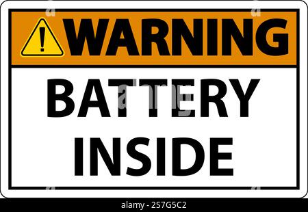 Warning Sign Battery Inside On White Background Stock Vector