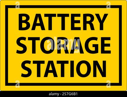 Battery Charging Area Sign Battery Storage Station Stock Vector