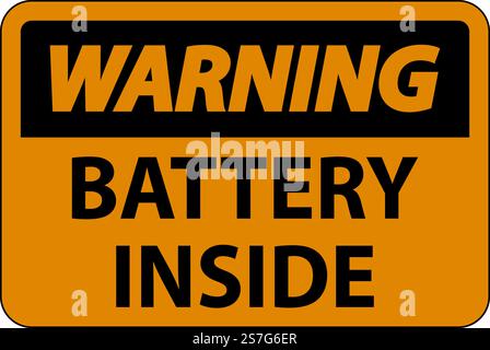 Warning Sign Battery Inside On White Background Stock Vector