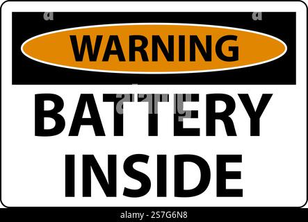 Warning Sign Battery Inside On White Background Stock Vector