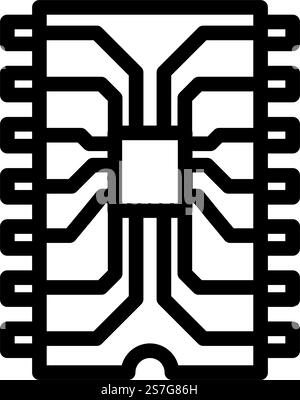 ic chip icon, black vector sign with editable strokes, concept ...
