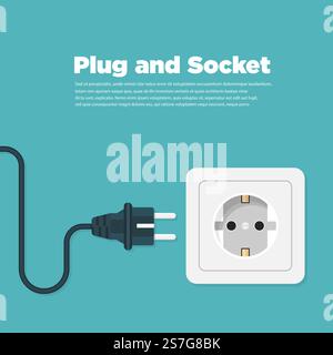 Power outlet flat icon. Vector illustration Stock Vector
