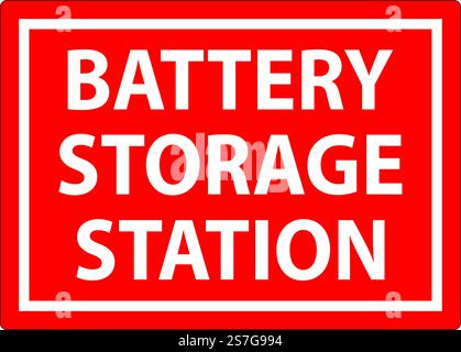 Battery Charging Area Sign Battery Storage Station Stock Vector