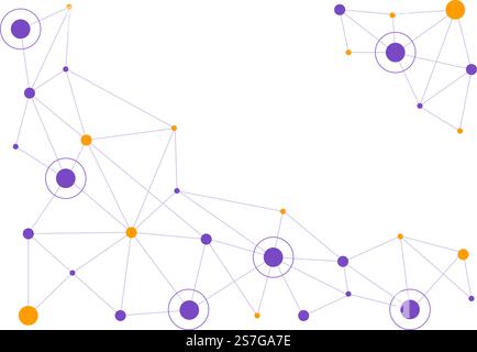 Abstract Social Network Vector Illustration with Polygonal Circles Shapes, Molecules Technology and Connecting Dots or Lines in Hand Drawn Templates Stock Vector