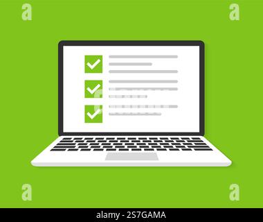 Laptop with checkbox icon flat icon Stock Vector