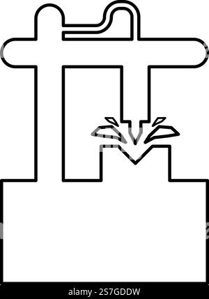 Cnc 3D milling machine technology automated concept contour outline line icon black color vector illustration image thin flat style simple. Cnc 3D milling machine technology automated concept contour outline line icon black color vector illustration image thin flat style Stock Vector