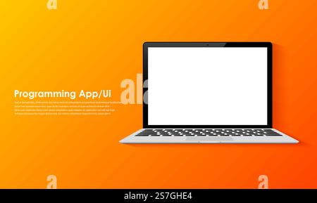 Programming and coding on laptop screen Stock Vector
