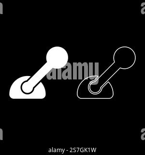 Lever control concept clutch switch on off gearshift transmission gear stick automatic technology set icon white color vector illustration image simple solid fill outline contour line thin flat style. Lever control concept clutch switch on off gearshift transmission gear stick automatic technology set icon white color vector illustration image solid fill outline contour line thin flat style Stock Vector