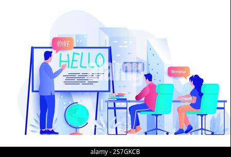 Students learning English in classroom Stock Vector Image & Art - Alamy