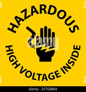 Hazardous High Voltage Inside Sign On White Background Stock Vector