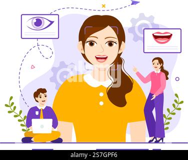 Identification Vector Illustration of Identity Card with Photo, Document, and Information in Face ID System Flat Cartoon Hand Drawn Templates Stock Vector