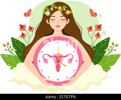 HRT or Hormone Replacement Therapy Acronym Vector Illustration with Treatment and Hormone Medication in Healthcare Cartoon Hand Drawn Templates Stock Vector