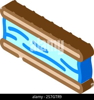 ice cream sandwich food snack isometric icon vector. ice cream sandwich food snack sign. isolated symbol illustration. ice cream sandwich food snack isometric icon vector illustration Stock Vector