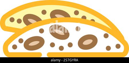 almond biscotti food snack color icon vector. almond biscotti food snack sign. isolated symbol illustration. almond biscotti food snack color icon vector illustration Stock Vector