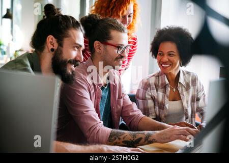 Software engineers working on project and programming in company. Startup business teamwork concept Stock Photo