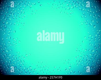 water drops on the outer part of glass texture, light blue background 3d illustration . light blue background Stock Vector