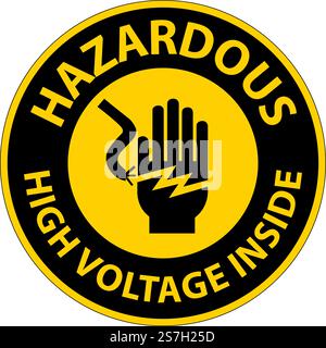 Hazardous High Voltage Inside Sign On White Background Stock Vector