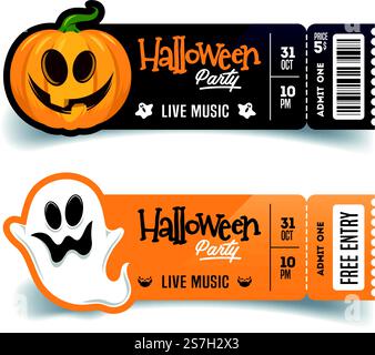 Halloween party invitation ticket. Vector template. Great design for halloween party, or invitation. Stock Vector