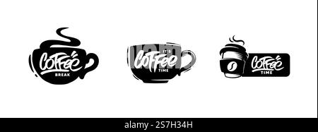 Set of coffee quotes graphics, logos, labels and badges. Stock Vector