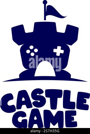 Castle game logo design template concept controller Stock Vector