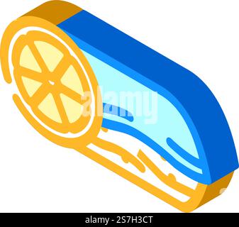 lemon bun food meal isometric icon vector. lemon bun food meal sign. isolated symbol illustration. lemon bun food meal isometric icon vector illustration Stock Vector