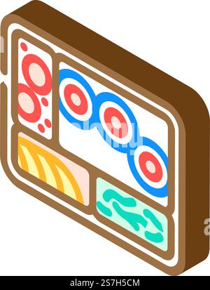 bento box japanese food isometric icon vector. bento box japanese food sign. isolated symbol illustration. bento box japanese food isometric icon vector illustration Stock Vector