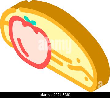 tomato bun food meal isometric icon vector. tomato bun food meal sign. isolated symbol illustration. tomato bun food meal isometric icon vector illustration Stock Vector