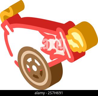 human cannonball carnival show isometric icon vector. human cannonball carnival show sign. isolated symbol illustration. human cannonball carnival show isometric icon vector illustration Stock Vector