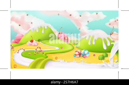 Sweet landscape, vector background Stock Vector